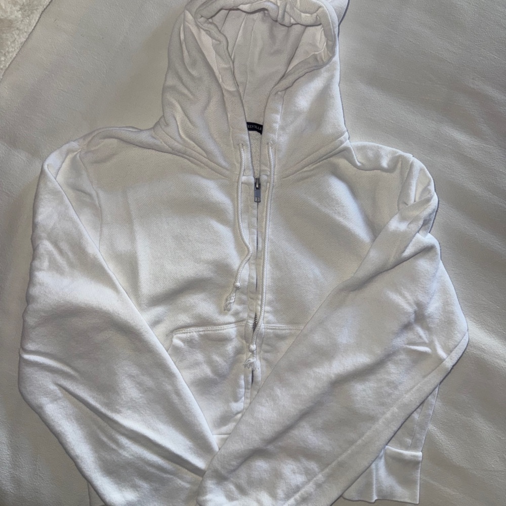 Brandy Melville White Zip-Up Hoodie